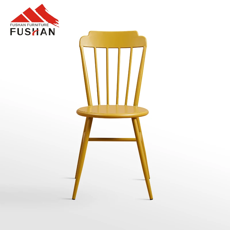 Antique Style Outdoor French Bistro Chair With Metal Legs Straight Back Metal Chair Vintage Restaurant Furniture Dining Chair