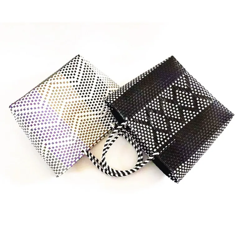 Handmade Custom Colorful PP Recycled Woven Waterproof Plastic Straw Handbags