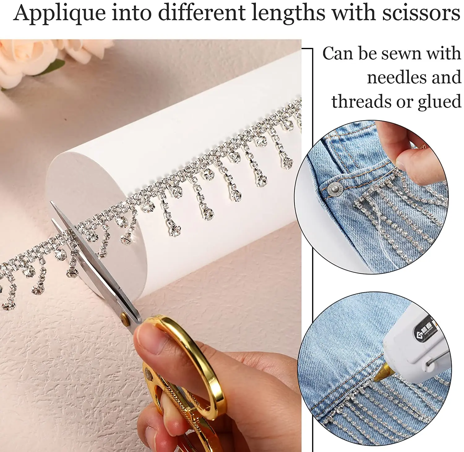 Accessoires Couture Chaine Strass Cheveux Décoration De Décorations