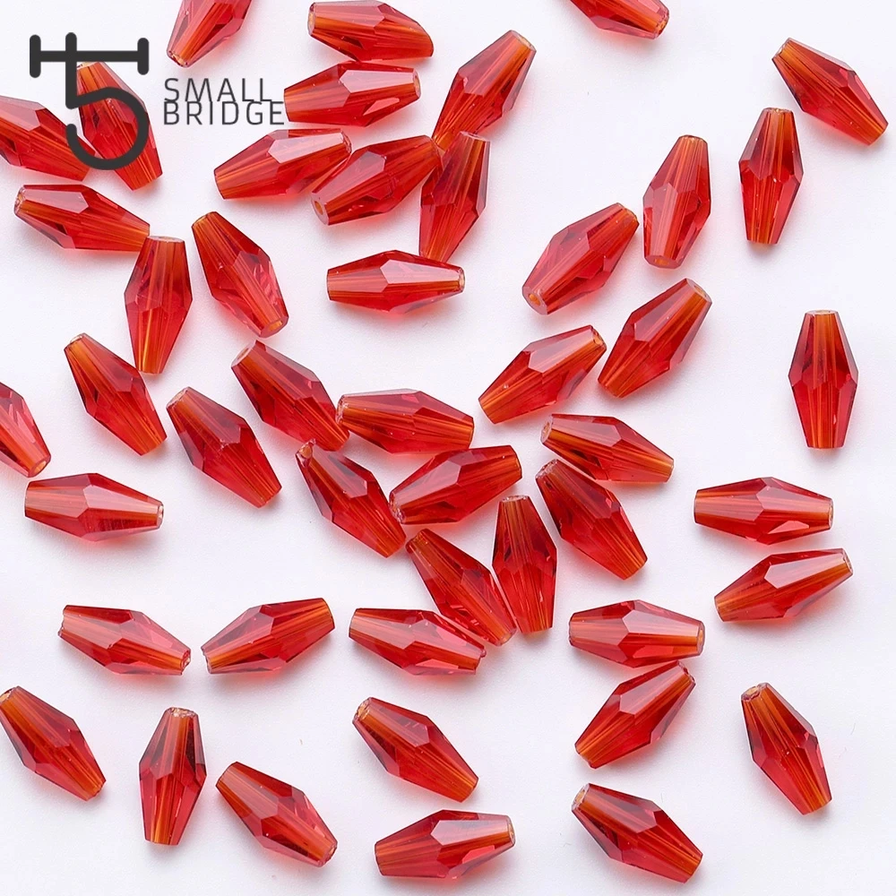 6x12mm Long Bicone Glass Beads For Jewelry Making Diy Accessories Loose Red Crystal Faceted Beads