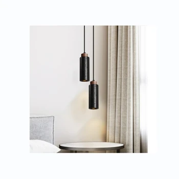 D7482-BK Contemporary travertine black lava stone decorative pendant lamp light classic marble stone lamp new hot selling