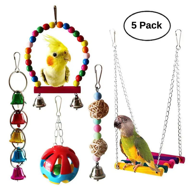 Extra Large Bird Parrot Toys Multicolored Natural Wooden Blocks Tearing