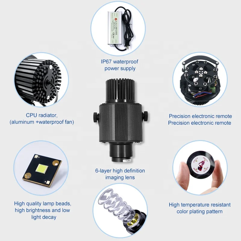 80W-100W Customized 4 Images Flashing Gobo Light Rotary Slide Images logo Projector for Christmas Decoration