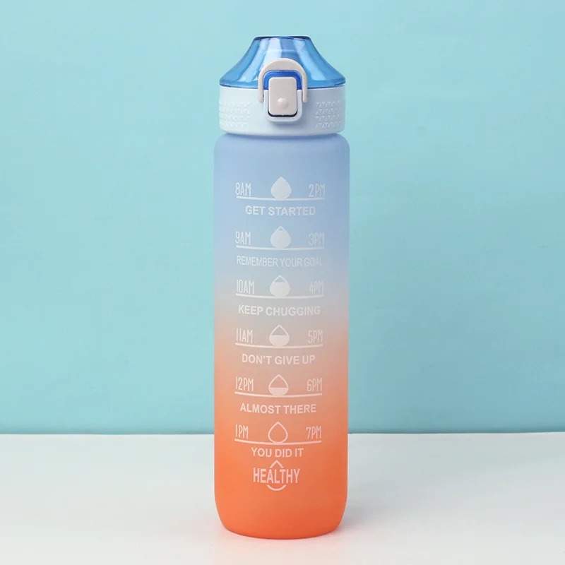 Borraggia Sportiva 1L Con Marcatore Orario – Motivazionale, Blu, Tritan BPA Free