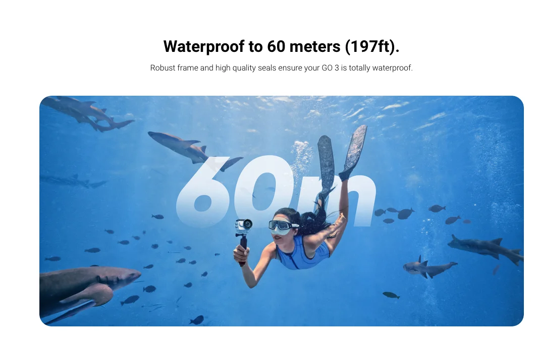 HSU caméra panoramique sous-marine 60m boîtier de protection étanche pour Insta360 Go3