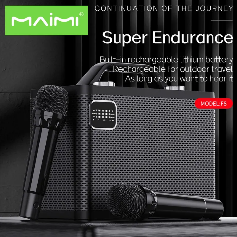 MAIMI F8 Dual Microphone K Singer Bluetooth Wireless Speaker