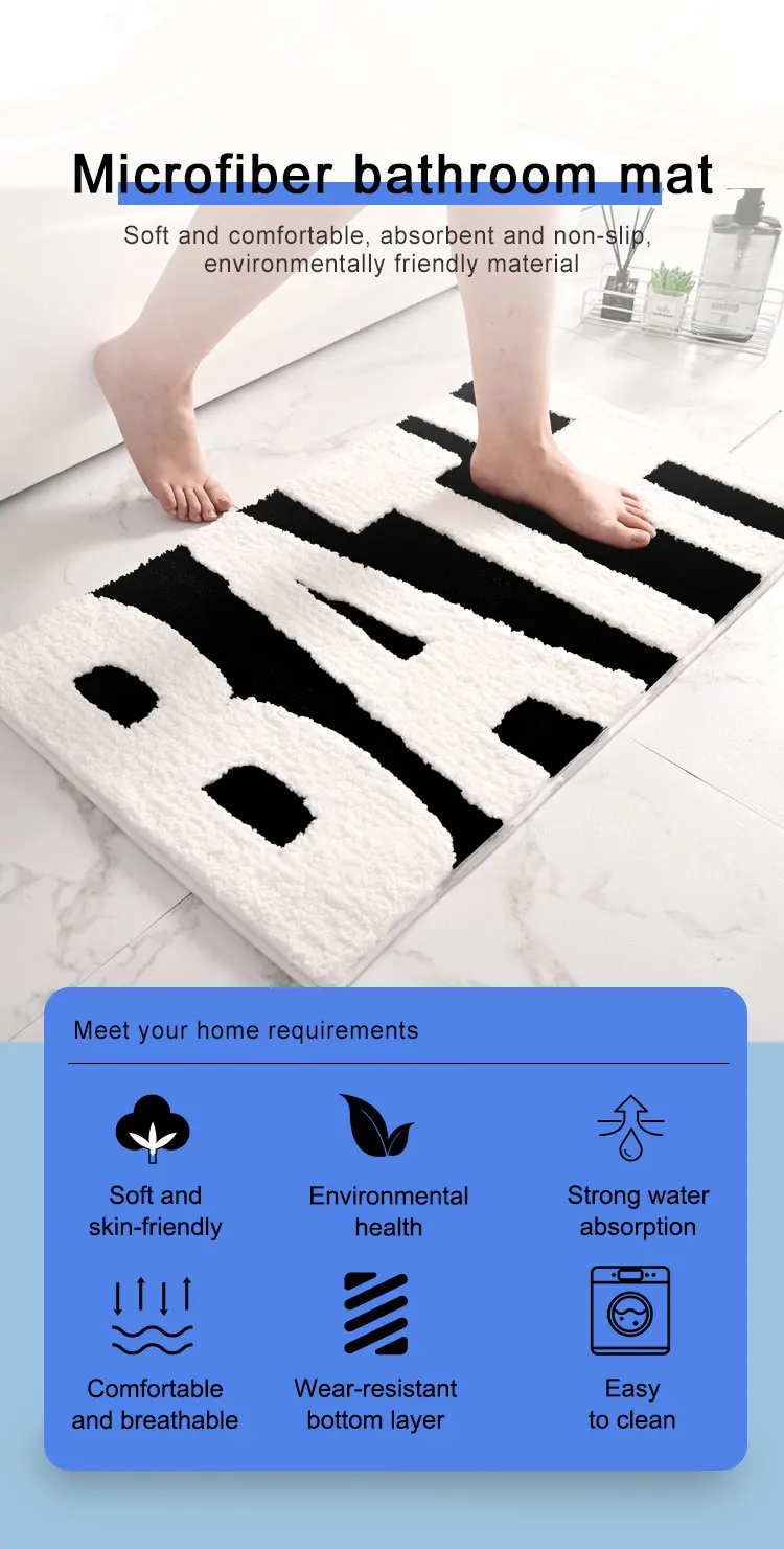  Factory Wholesale Bath Mat Super-absorbent Customised microfiber Bath Mat Anti-slip Bathmat Floor Mats and Rugs manufacture