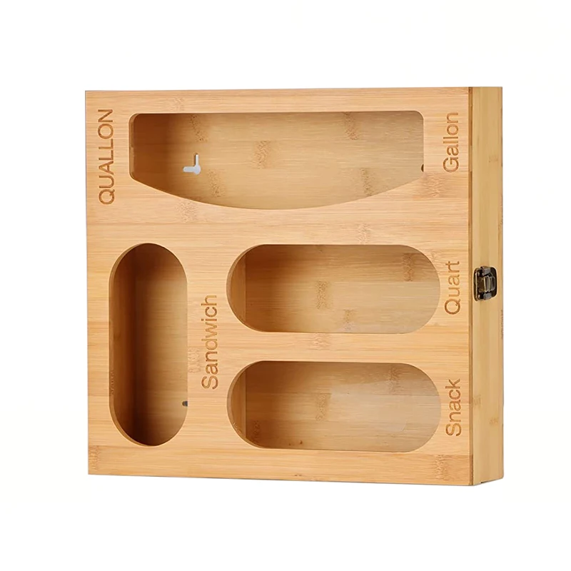 Bamboo Kitchen Food Storage Bag Organizer Holders For Kitchen Ziplock Bag Storage Organizer for Drawer