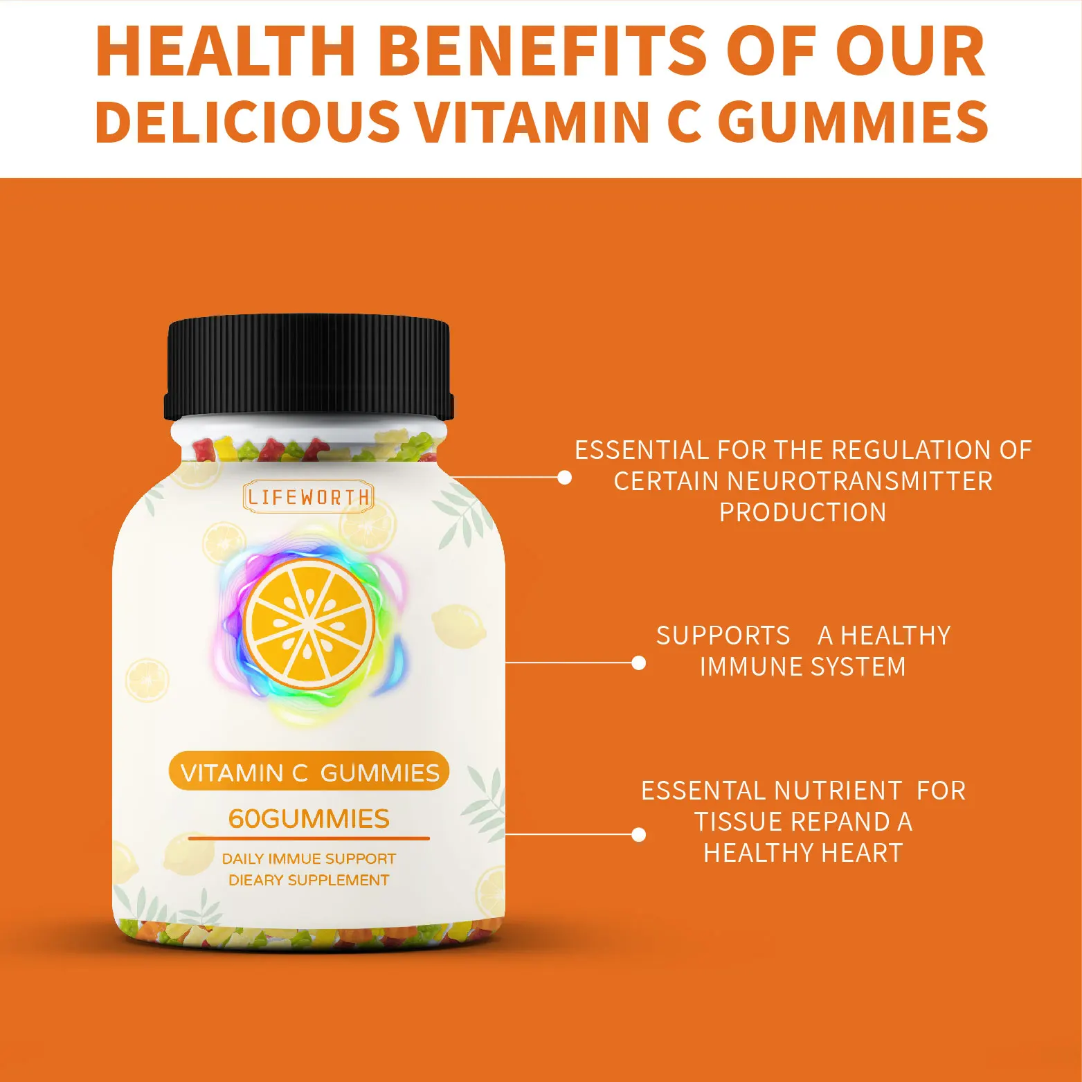 
 Lifeworth, полноспектральная добавка для ухода за здоровьем, витамин С, масло семян конопли, жевательные масляные жевательные КБД  