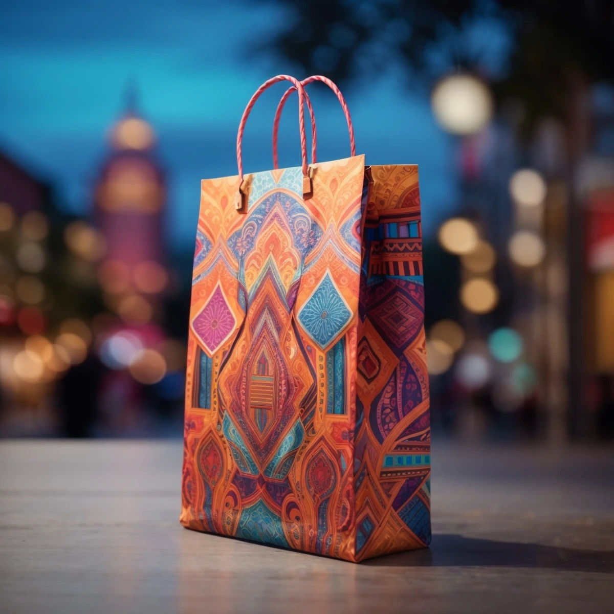 Eco-Friendly Brown Kraft Paper Bag with Handles Custom Logo Printed Take-Away Food Packaging and in Stock