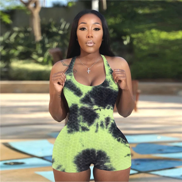 MOEN Tie Dye vetement femme New Arrival 2021 Woman Bodycon Jumpsuits Womens One Piece Jumpsuit