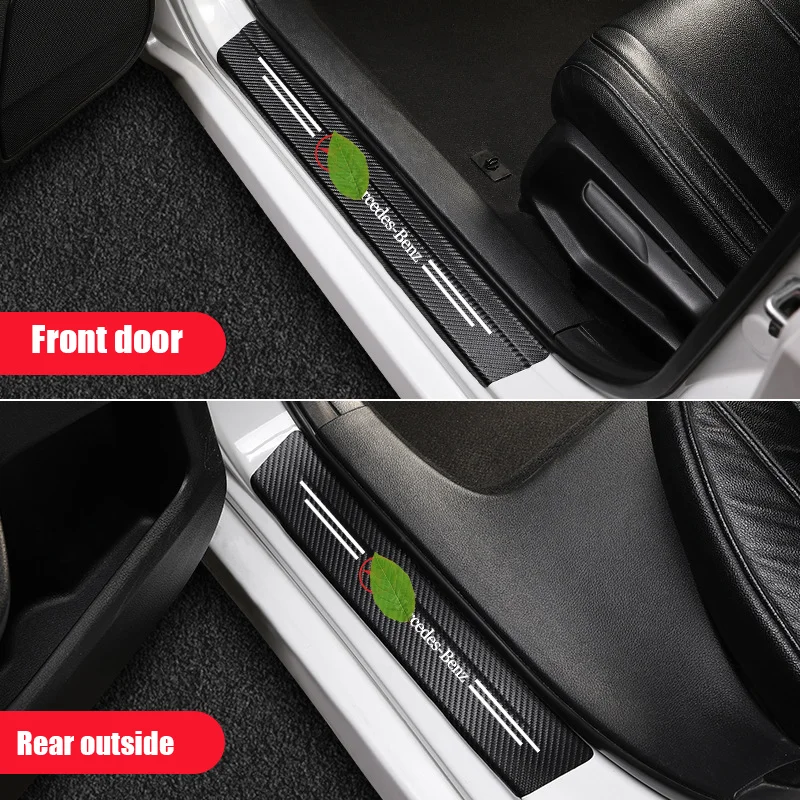 4pcs Car Door Sill Protector Carbon Fiber Stickers Car Door Protection