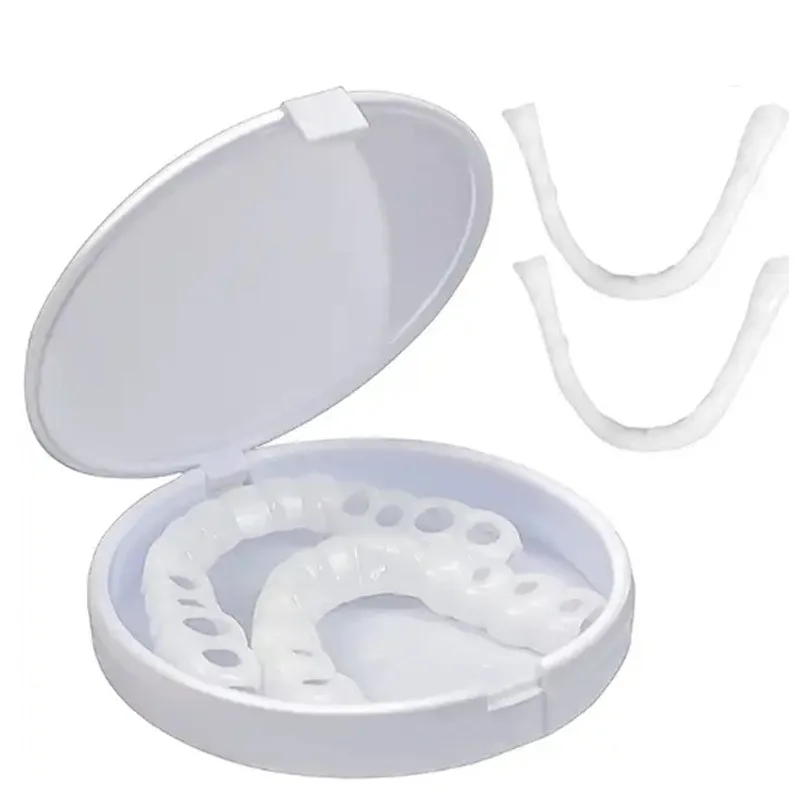 Professional Beauti Snap on Denture Silicone Cover Plastic Whiten Veneers Dental Faketeeth Upper Lower False Teeth Cover Smile
