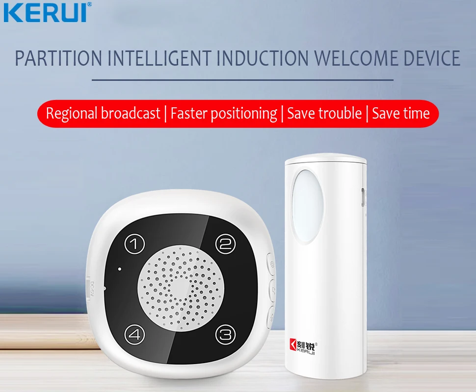 Factory Hot Selling Multifunctional 4 Zone Waterproof Doorbell with Infrared Detector Doorbell Set