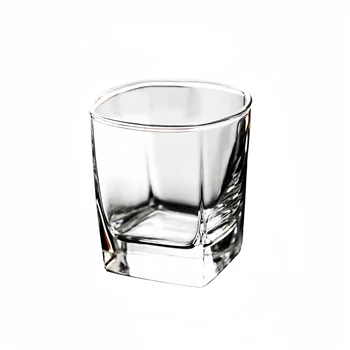 2024 Free Sample 300ml Square Whiskey Glass with high quality custom logo luxury heavy base whisky glasses deli glassware cups