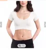 Top corto da donna bianco con scollo rotondo