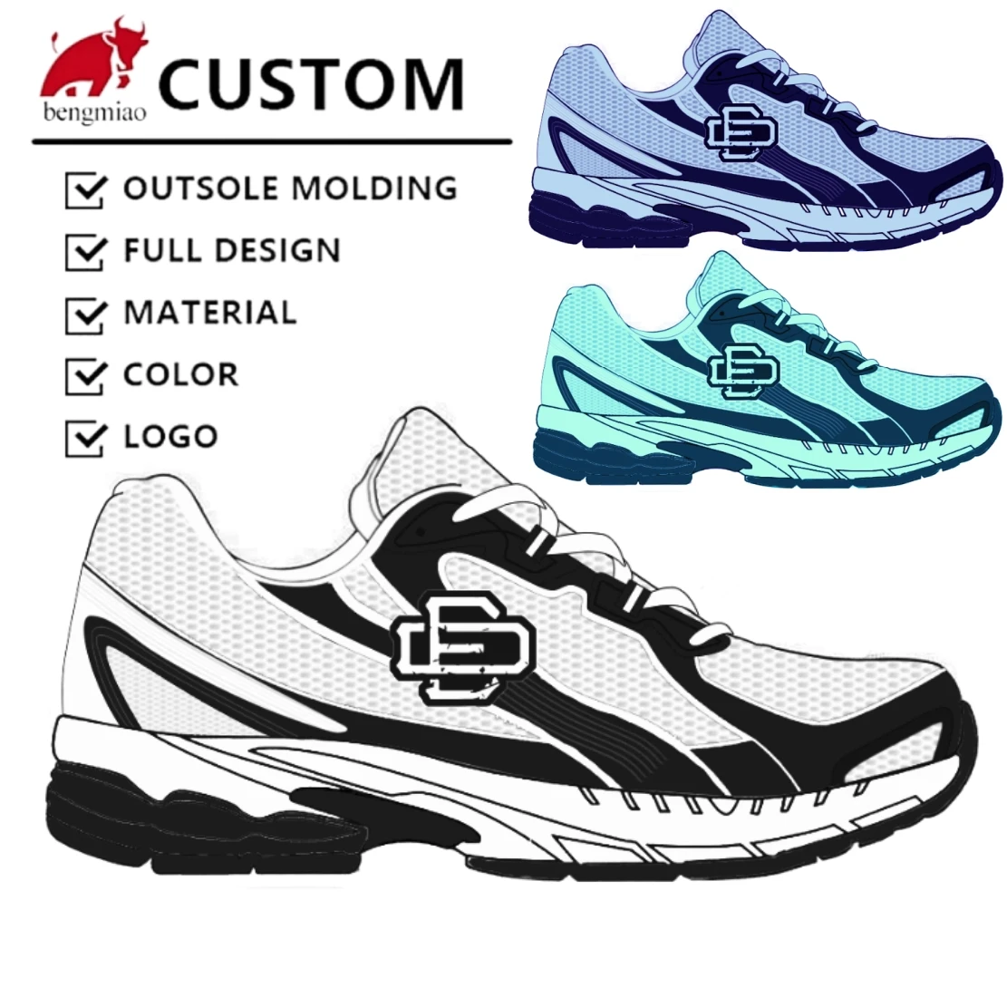 Factory Customization Men Walking Style Custom Shoes Fashion Casual Sneakers Designer Branded Men's Sports Running Shoes Custom