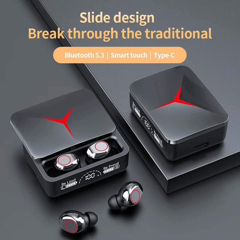 2024 newest M90 TWS Earphone Sports Running Headset Gaming Headphones large Battery Display good quality