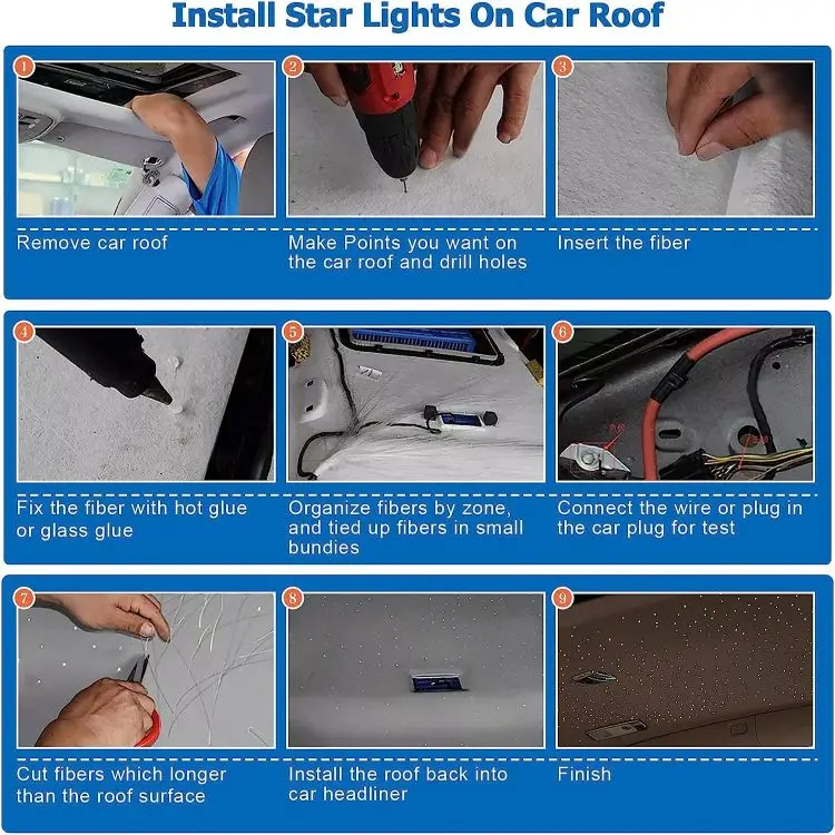 product-1-1 LED Roof Car Ceiling Headliner Star Light Kit Remote Control Fiber Optic Light for Car