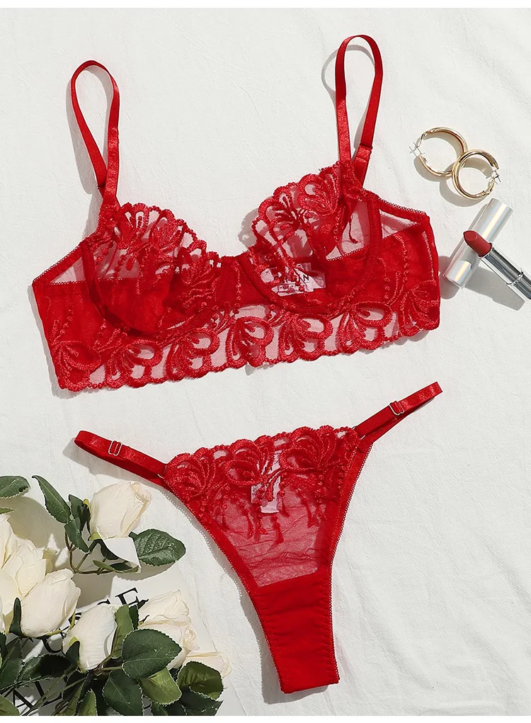 Guter Preis Smart Girls sexy Dessous Frauen transparenten BH und Höschen zweiteiliges Set_voghion.com