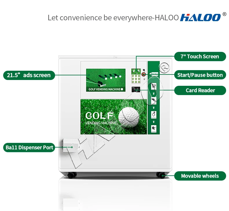 Haloo Vending Machine Supplier 10000 Capacity High Touch Screen 24 Hours Self Service Outdoor Golf Ball Golf Vending Machine