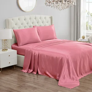 Wrinkle Fade Stain Resistant Solid Color Bedding Set Microfibre Polyester Flat Single Bed Sheet Set