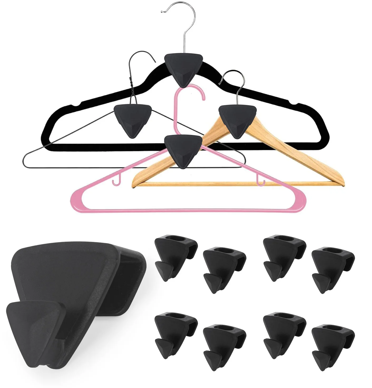 Factory direct sales creative hanger connecting wardrobe storage hook triangle bear hanger connecting hook novelty hooks