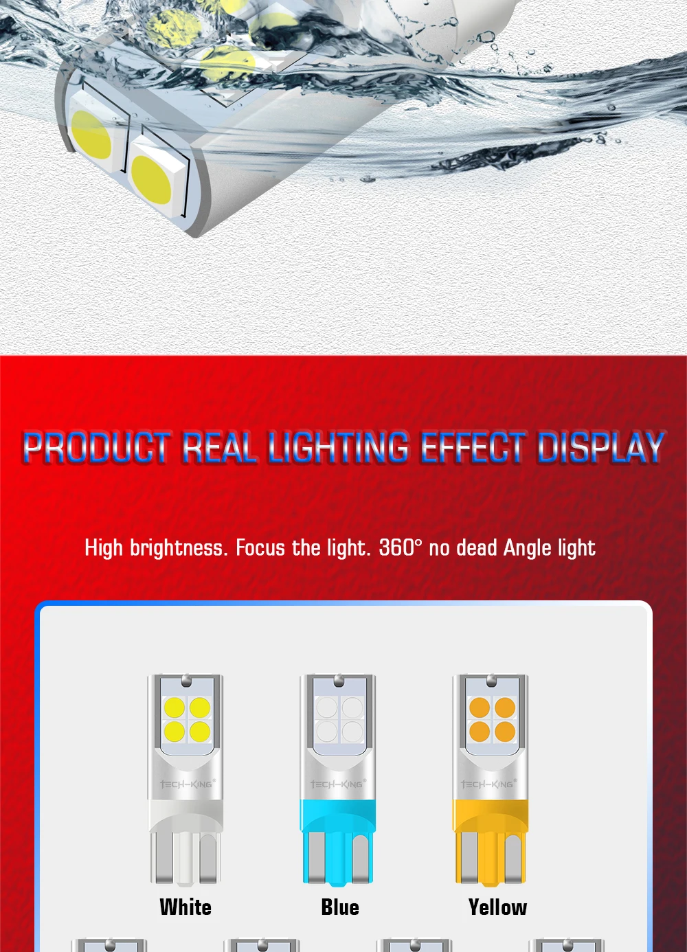 Car Led T1012-24V W5W bulb 3030 10SMD 6000K White Yellow Auto License Plate Lamp Dome Light Reading DRL High brightness Bulb