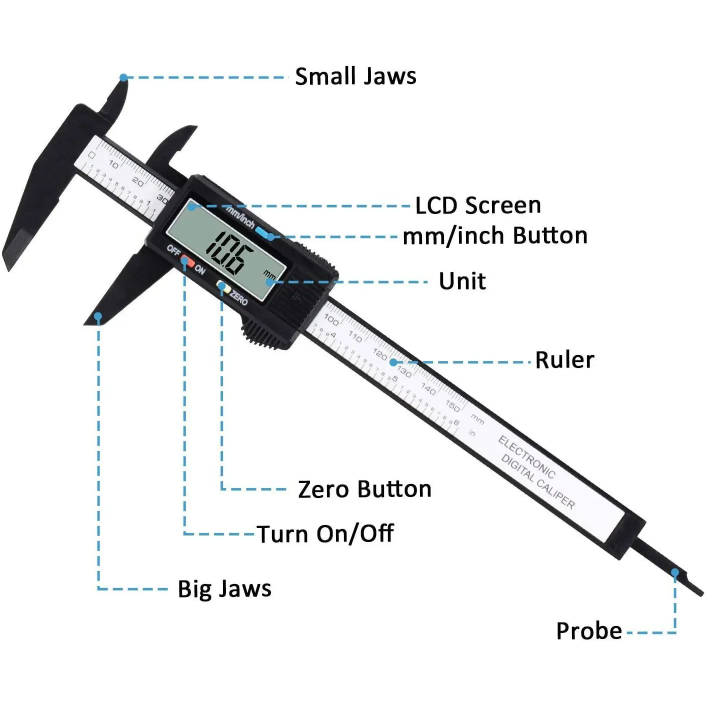 Микрон цифровой штангенциркуль из углеродного волокна наружный внутренний диаметр глубины