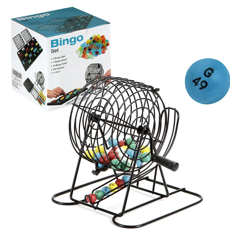 Набор для игры в бинго металлическая клетка набор из 75 шариков вращающийся 6 карт игрушки детей семейные карточные