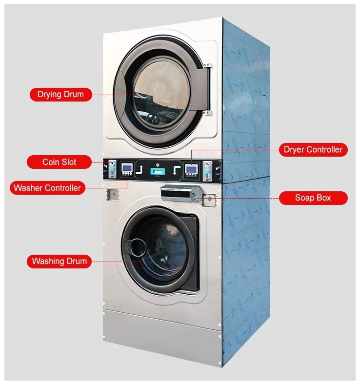 ALANNA Top Popular Laundry Washing Machine for Commercial Use Coin/card/token Washing Machine Dryer