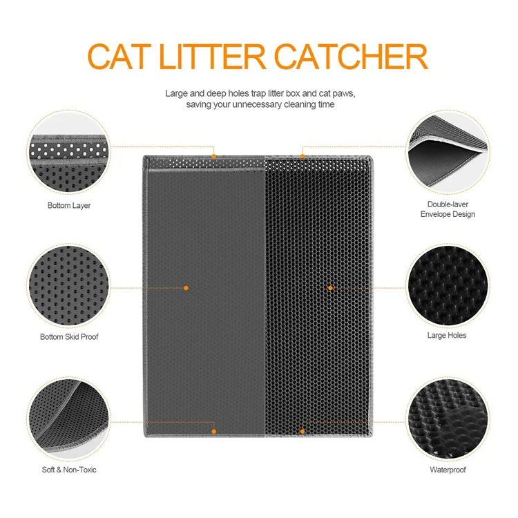 Cat Litter Mat Waterproof Urine Proof Kitty Litter Mat Honeycomb Double  Layer Litter Box Mat Skidproof Soft EVA Cat Litter Mat