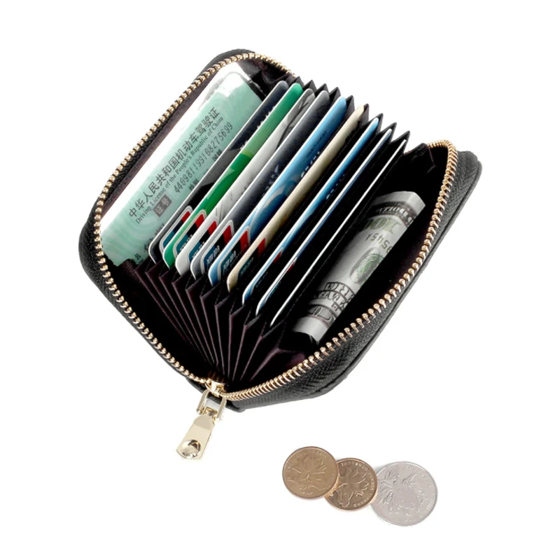 Модный женский кошелек с RFID-блокировкой на молнии маленький короткий из натуральной кожи