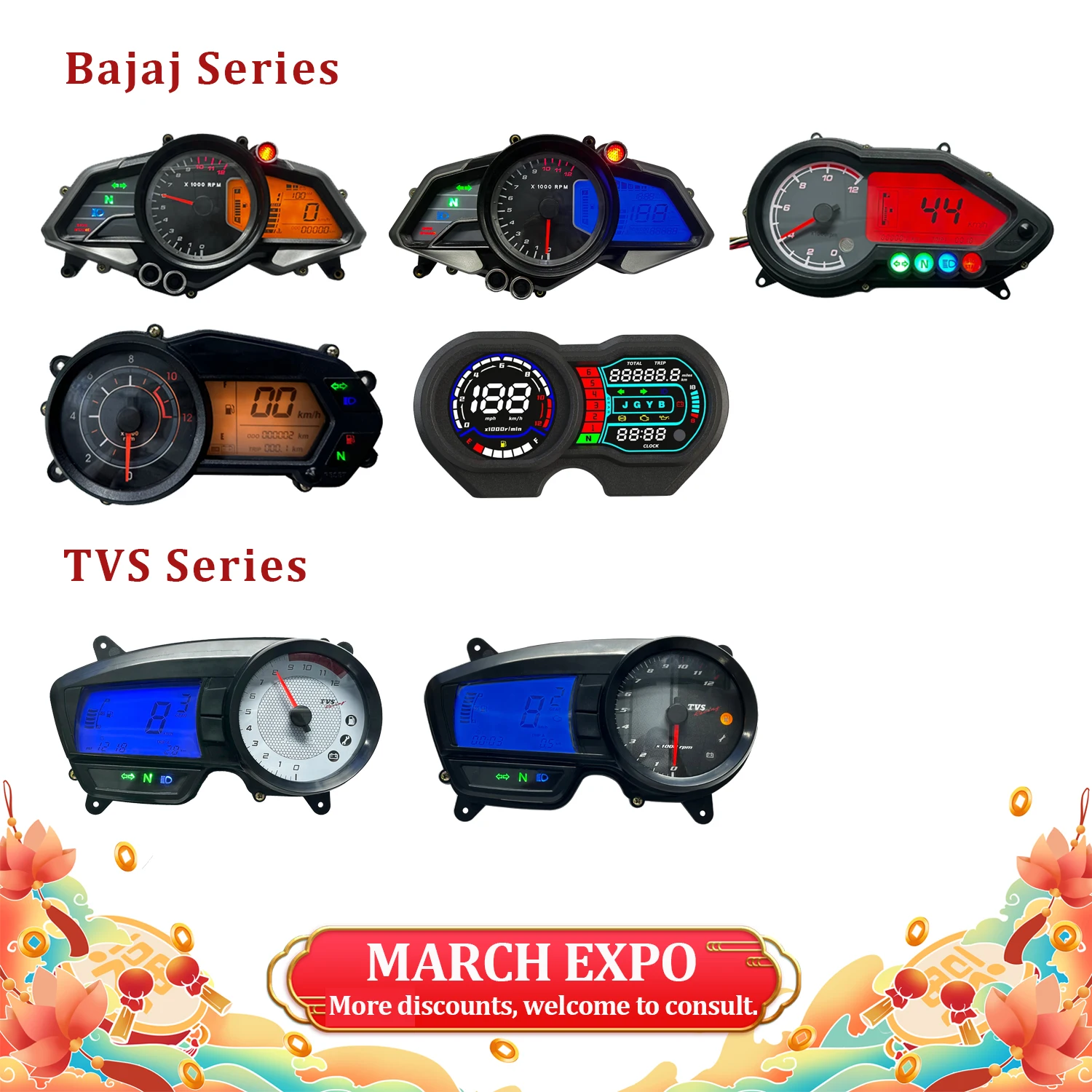 MARCH EXPO Discount LCD Motorcycle Speedometer Digital Odometer for Romet R125 R 125 Cvt Sigma Nkd 150