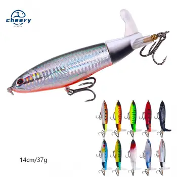 CHEERY 14cm 37g Wobblers Top Water Popper Fishing Lure Hard Bait Rotating Soft Tail Fishing Tackle Whopper Plopper – Soft Lure – view 2
