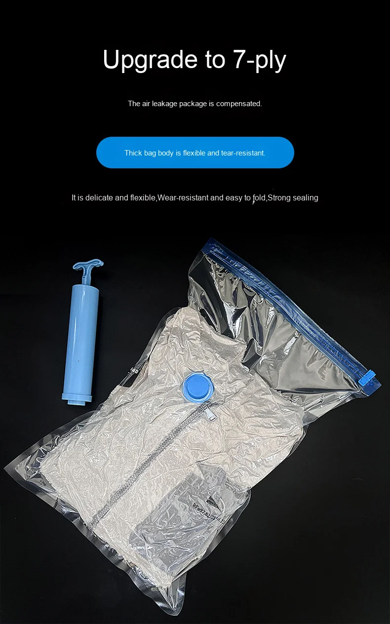 Factory-Direct Sale Transparent Vacuum Compressed Bags Eco-Friendly PA+PE Material Travel Size Space-Saving Storage