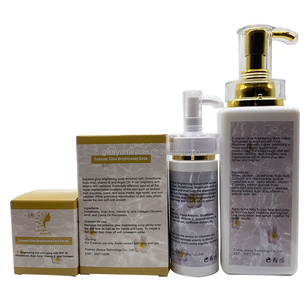 Extrem Strahlendes Set mit Vitamin C, AHA & Kaktus fr Alle Hauttypen   Gesichtscreme, Krperlotion & Serum