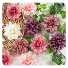 Wholesale Dahlia Flower Head Artificial Flower Head Diameter 8cm Silk Dahlia Head for Wedding Flower Ball Wall Backdrop Decor