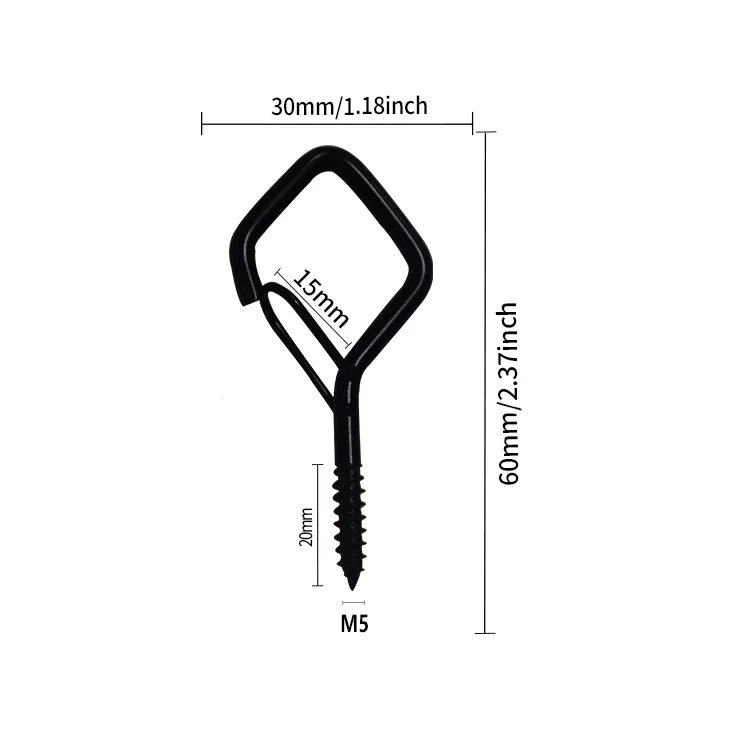 5MM Screw Steel Electric Galvanized Eye Bol Heavy Duty Hooks for Hanging Christmas Lights Hanging Hook Planting Hanging Hook