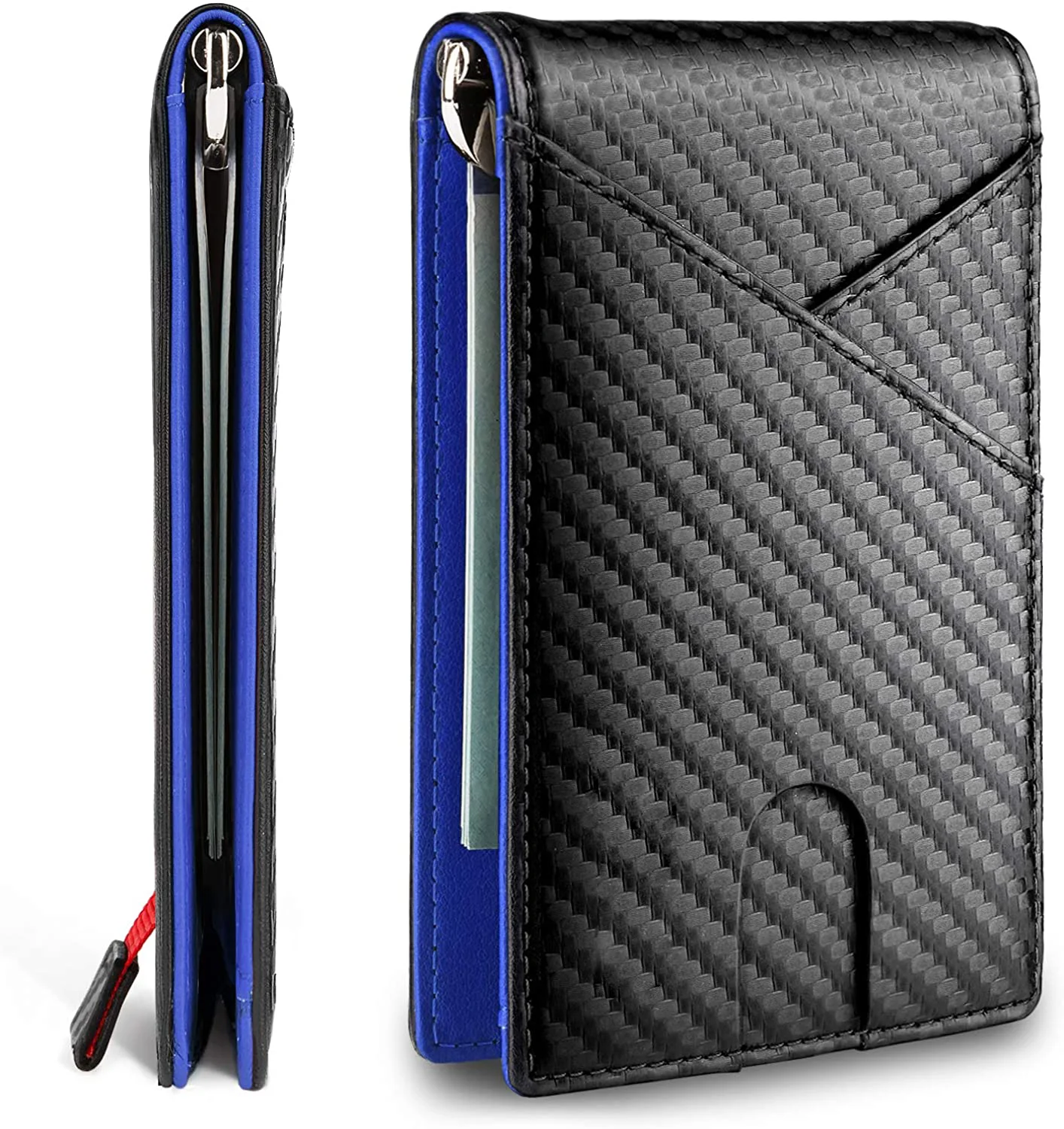 Boshiho Minimalist Slim Carbon Fiber Wallet For Men With Money Clip