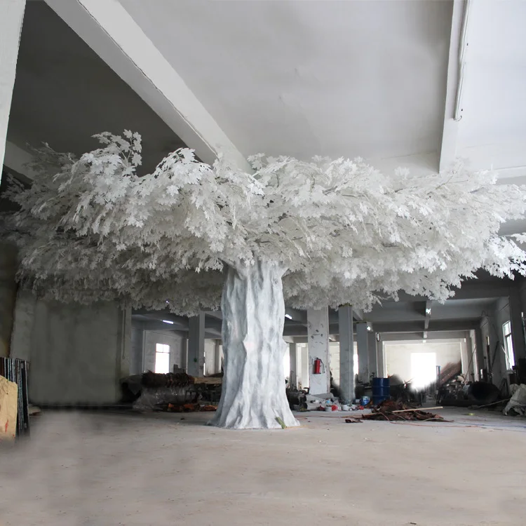 White Artificial Ficus Leaf Tree Plants Of Leaves For Wedding Decor