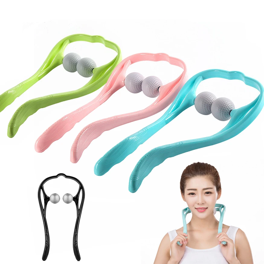 Manual Neck Massager Double Ball Pressing Knead Shoulder Neck Dredging Cervical Spine Massager