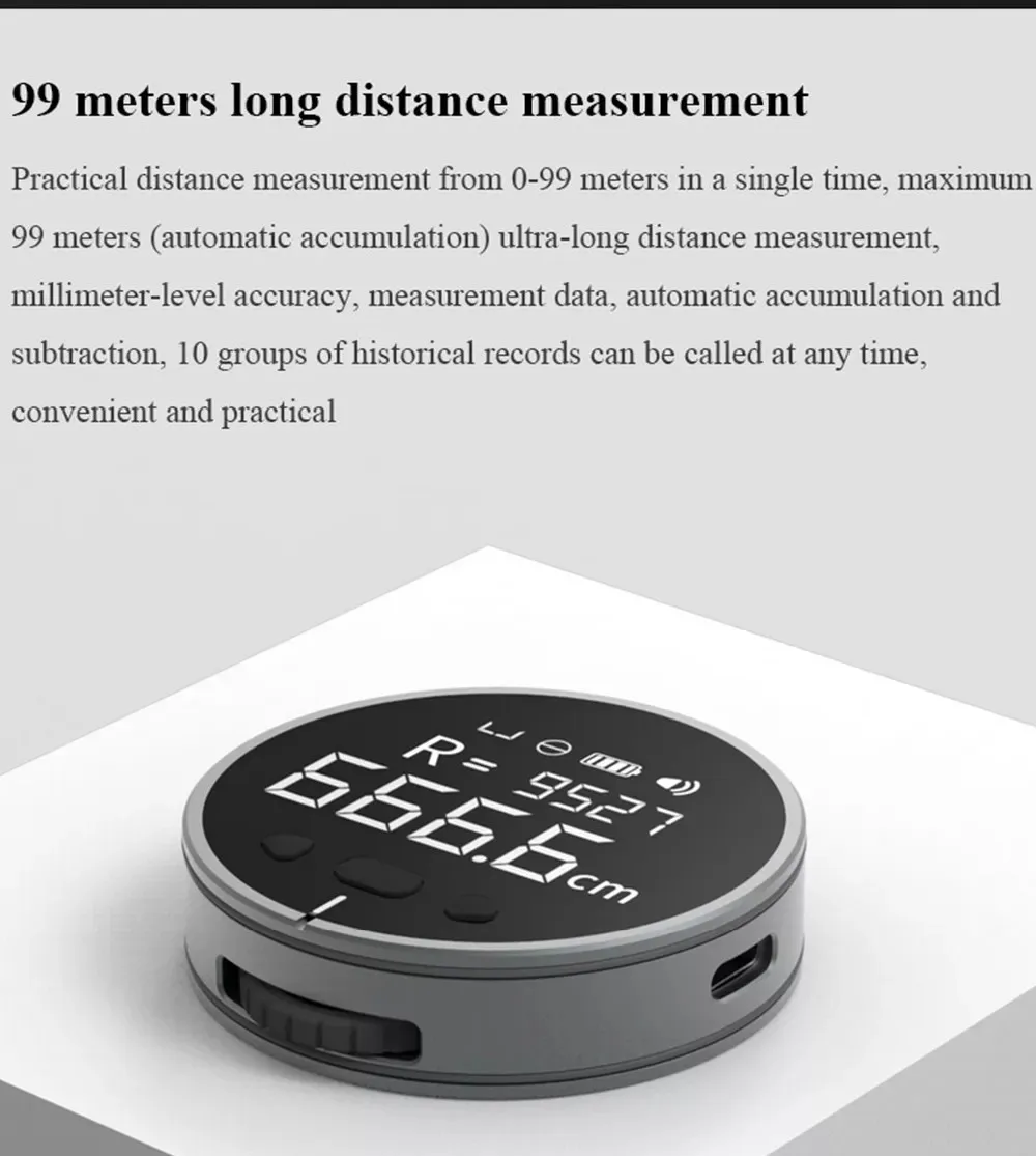 Rechargeable Measuring Tool Electronic Ruler Lcd Hd Screen Rolling