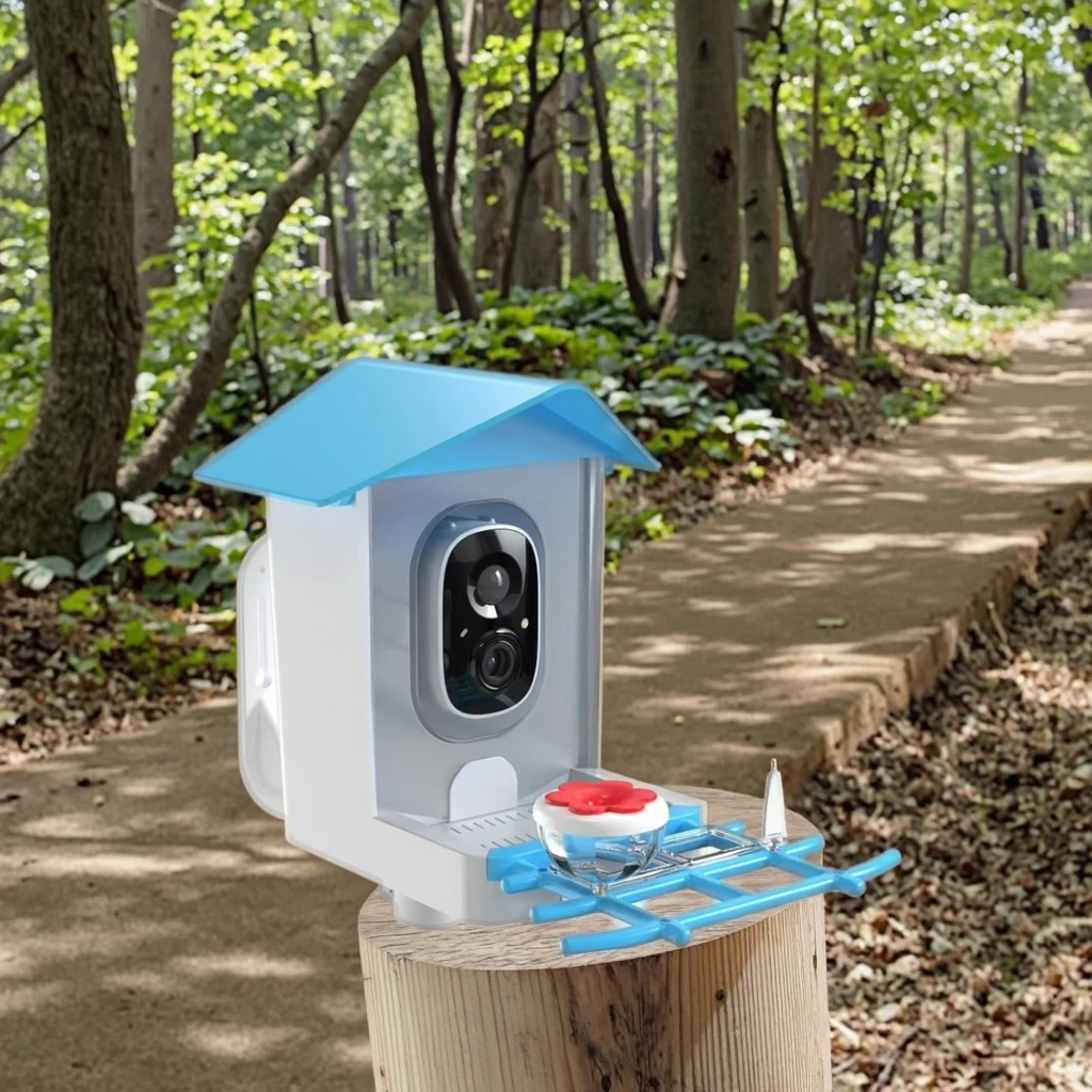 1080P Intelligent Bird Watching Feeding Camera Wide-Angle Solar Powered Battery PTZ Features Remote Viewing APP SD Card Storage