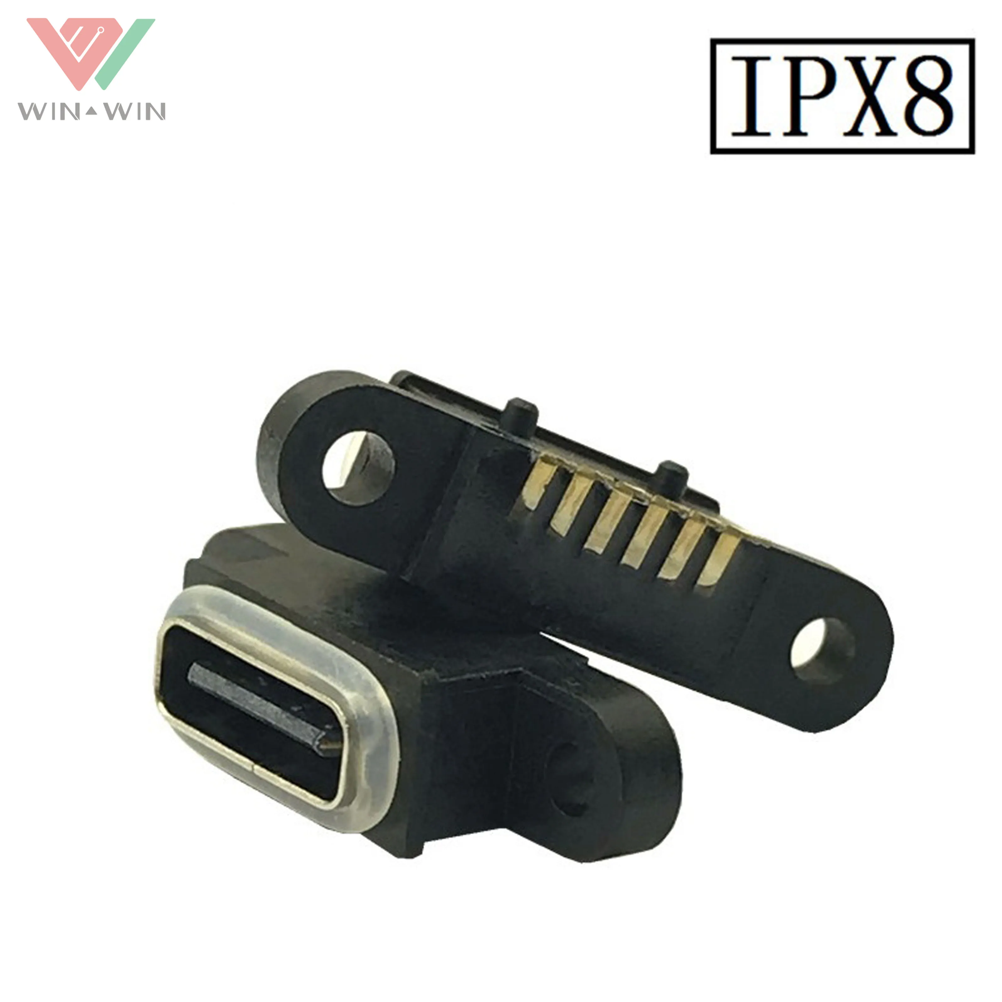 China Factory 6Pin Waterproof Female USB Type C Connector IPX8
