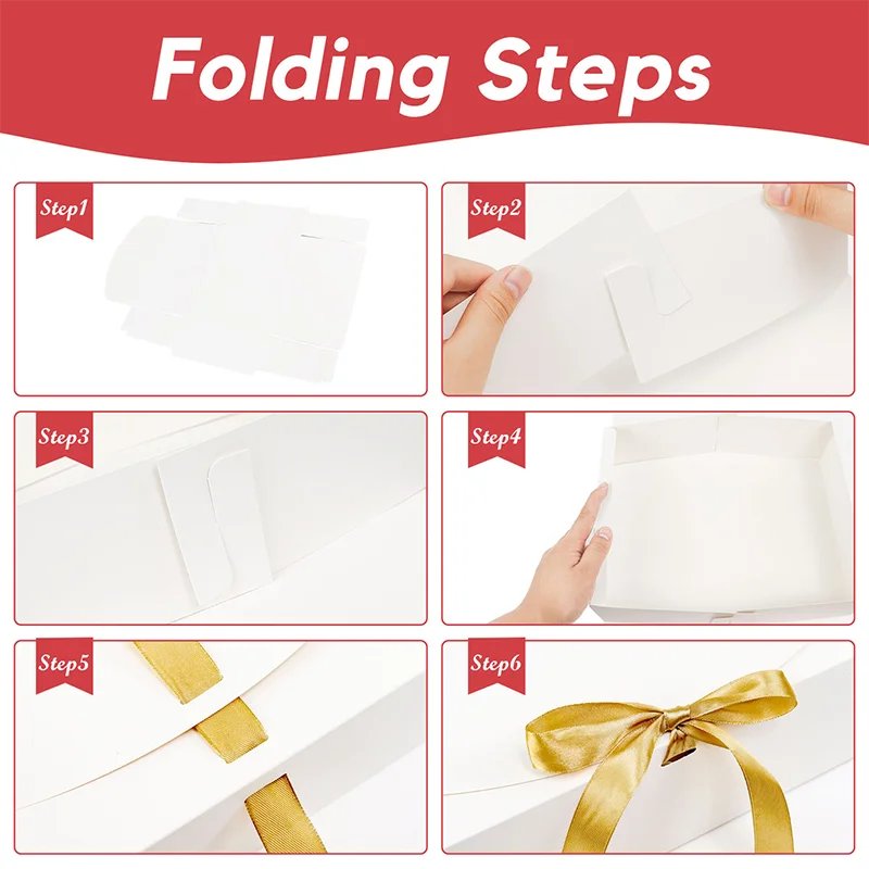 Tilpasset brettbar gaveemballasje med hvitt bestrøket kartong, myke mapper med sløyfe og logo hotstamping