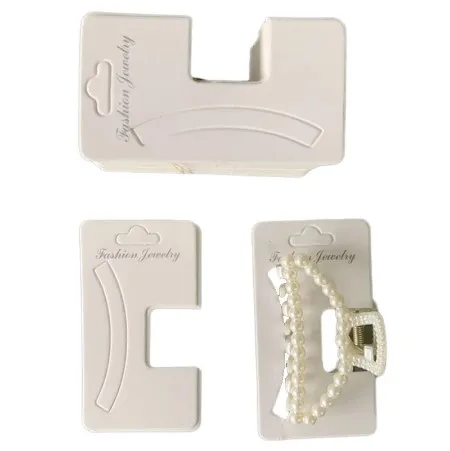Custom LOGO Print Eco- friendly White Cardboard Hair Clip Claw Display Card Hanging Holder Display Card