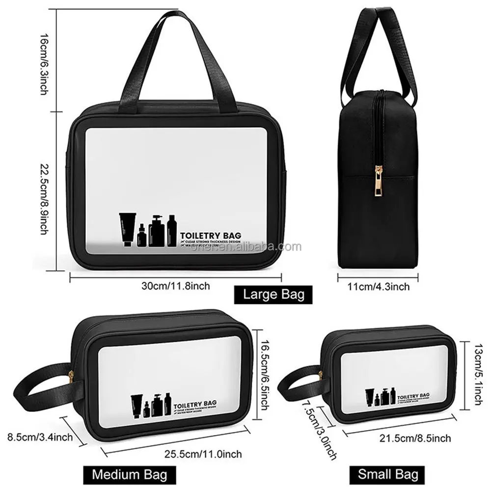 Custom Printed Clear Cosmetic Bags Pu Leather And Pvc Make Up Storage