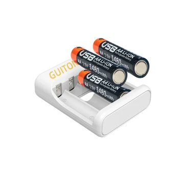 Wholesale OEM 1.5V USB Type-C Lithium Ion Li Ion Charger Replacement Dry Cylindrical AA Batteries USB Cable Included