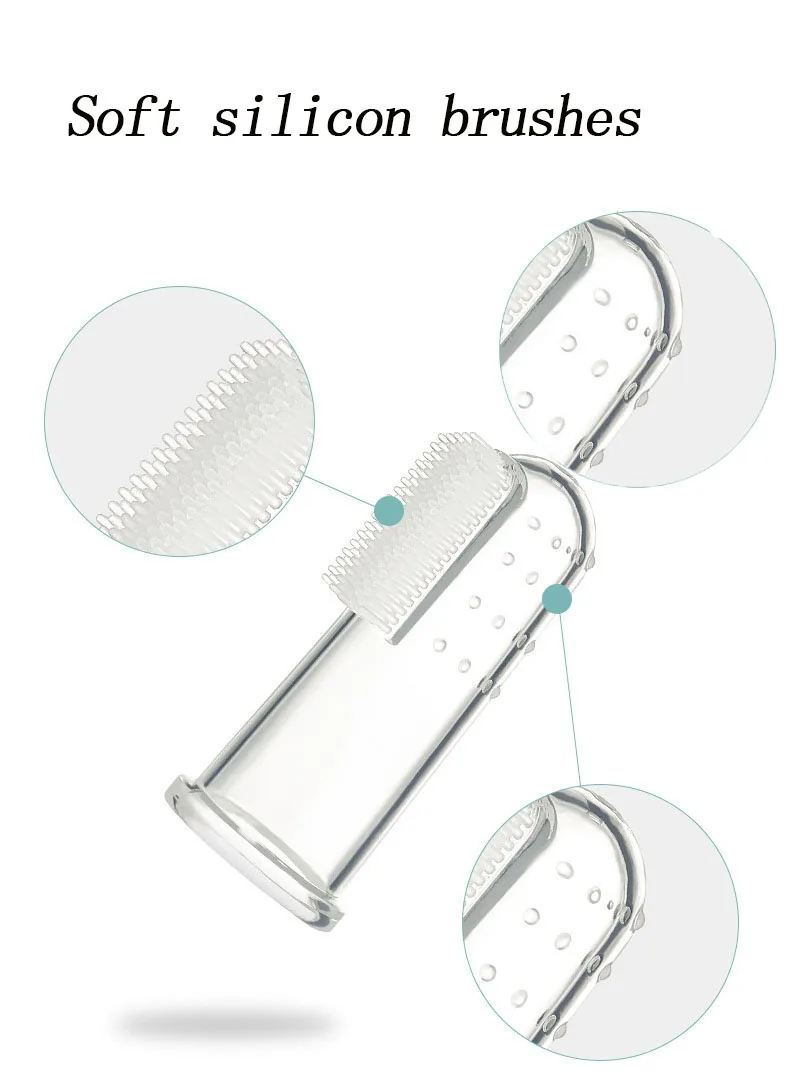 High Quality Soft Training Baby Finger Toothbrush Silicone Colorful